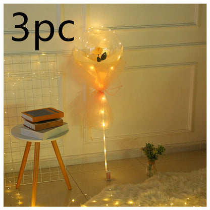 LED Luminous Balloon Rose Bouquet Transparent Bobo Ball Rose