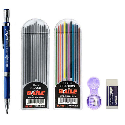 20mm Mechanical Pencil Set 2B Automatic With Color