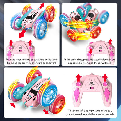 Remote Control Stunt Car Light Wheel Swing Arm Double-sided Rolling Car Toy