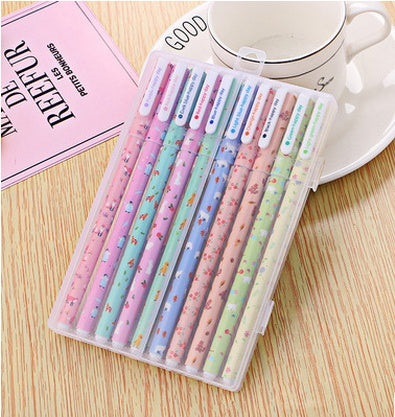 10 Pcs  Pack Colored Gel Pen Ink Pen Promotional Gift Stationery School & Office Supply