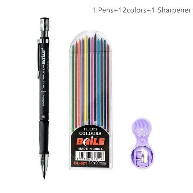 20mm Mechanical Pencil Set 2B Automatic With Color