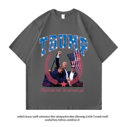 American Trump Pattern Printed Loose Couple T-shirt