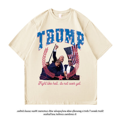 American Trump Pattern Printed Loose Couple T-shirt