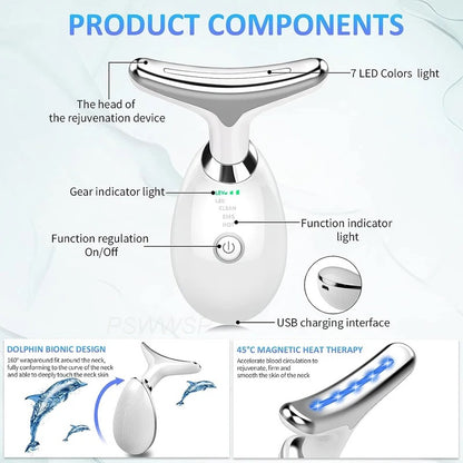 Neck Face Beauty Device, Skin Care Facial Massager, 3 In 1 Portable Face Massager For Skin Care, Face Sculpting Tool, Vibration, Thermal, Microcurrent